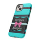 Phone Case iPhone 16/15/14 - Blue/Black Stripes & Swipes Tough Case