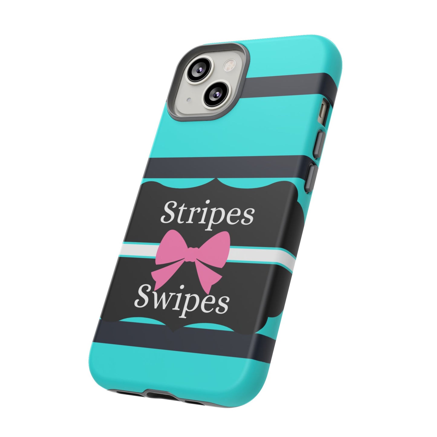 Phone Case iPhone 16/15/14 - Blue/Black Stripes & Swipes Tough Case