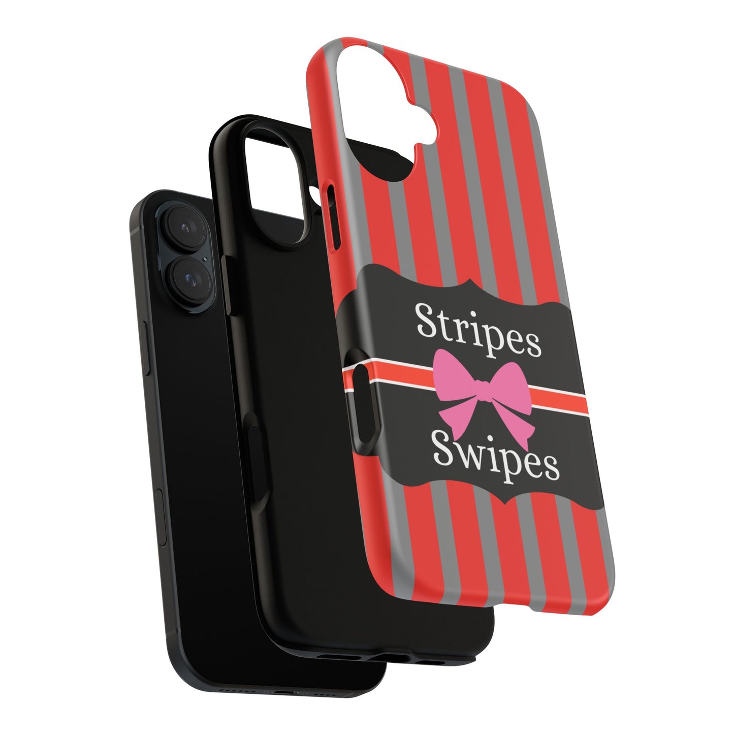 Phone Case iPhone 16/15/14 - Red/Gray Stripes & Swipes Tough Case