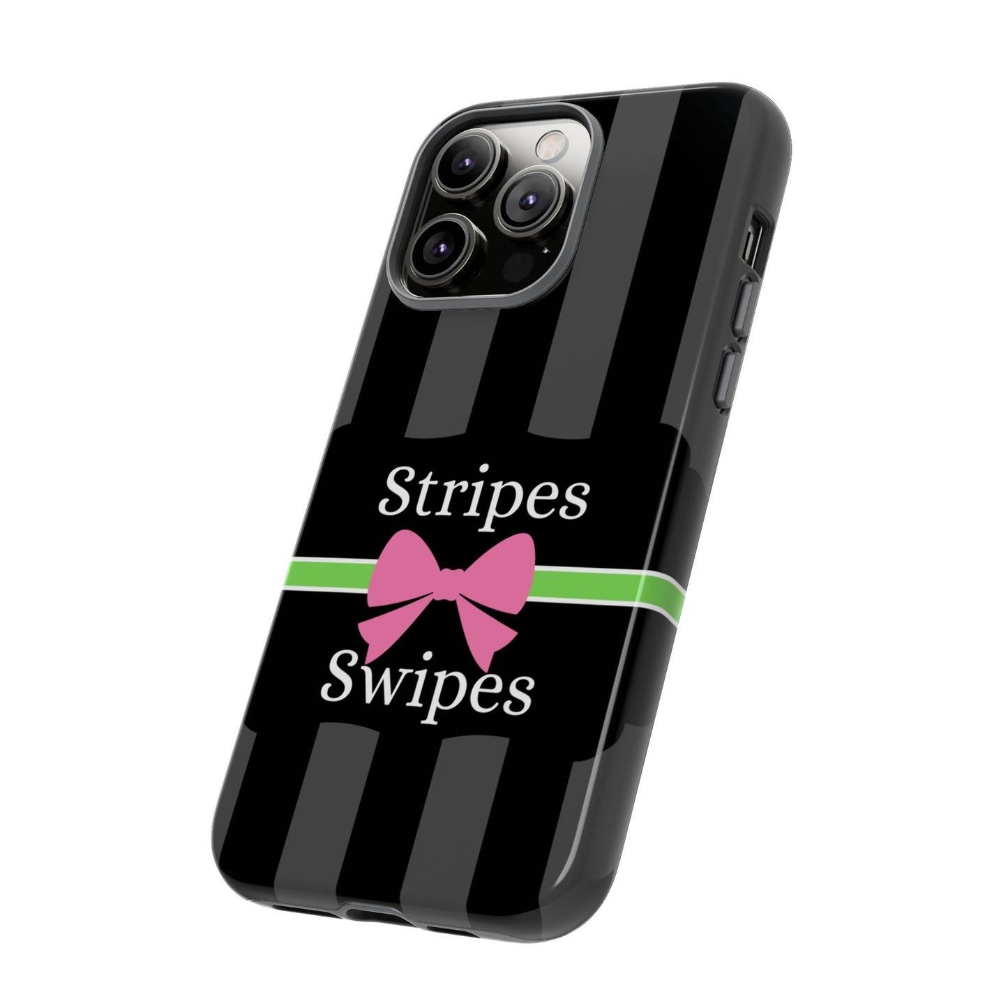 Phone Case iPhone 16/15/14 - Gray/Pink Stripes & Swipes Tough Case