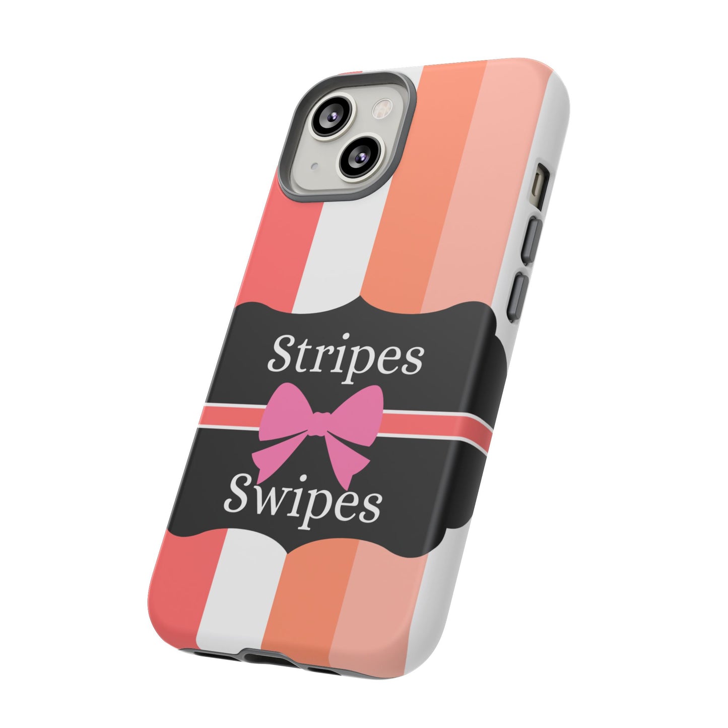 Phone Case iPhone 16/15/14 - Peachy Stripes & Swipes Tough Case