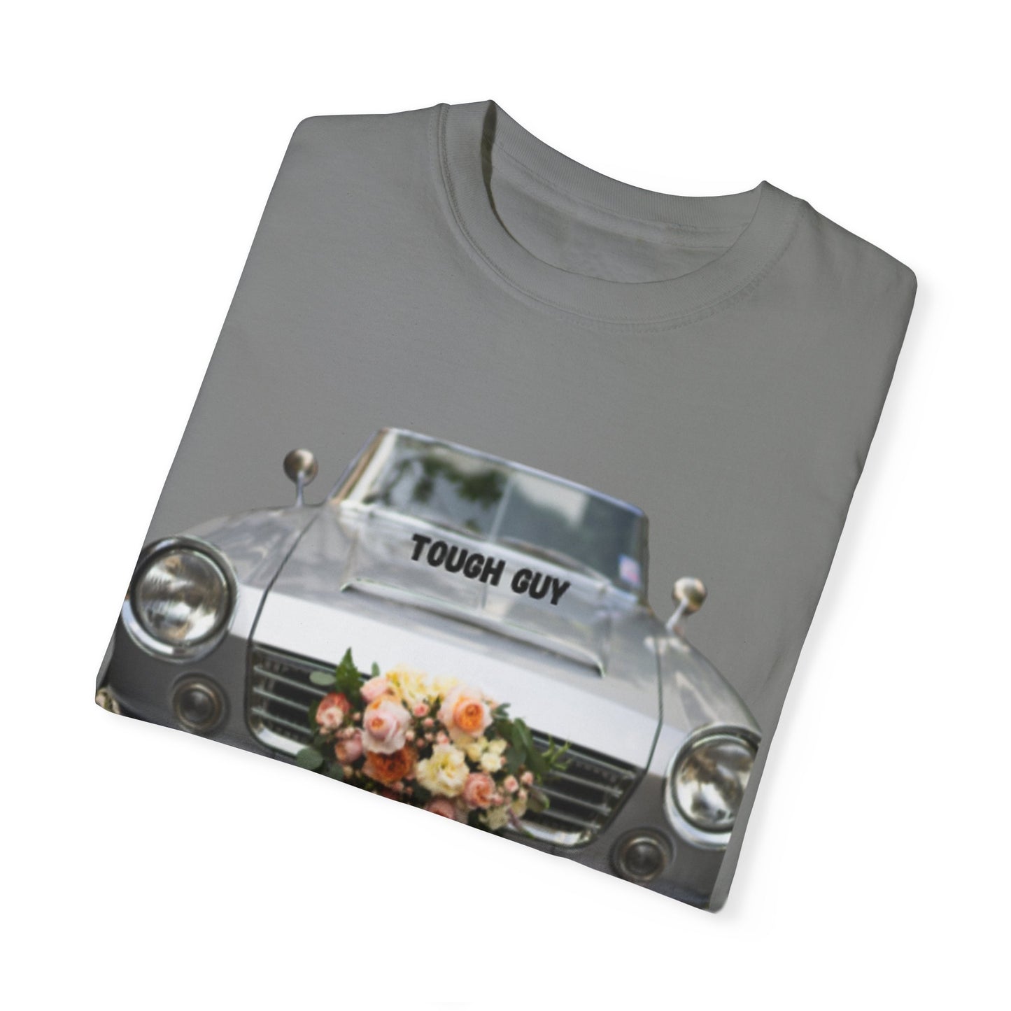 Men's T-Shirt Tough Guy Car with I Love My Wife Flowers Design