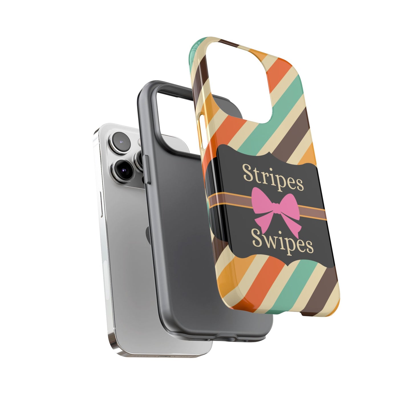 Phone Case iPhone 16/15/14 - Diagonal Retro Stripes & Swipes Tough Case