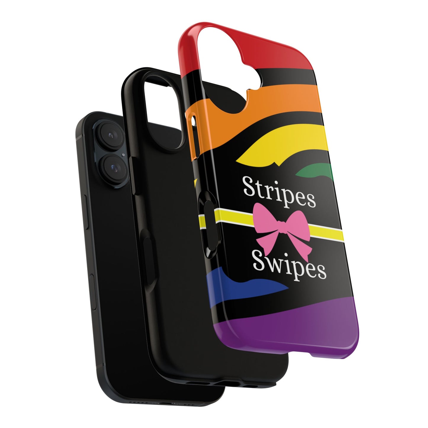 Phone Case iPhone 16/15/14 - Wavy Vivid Stripes & Swipes Tough Case