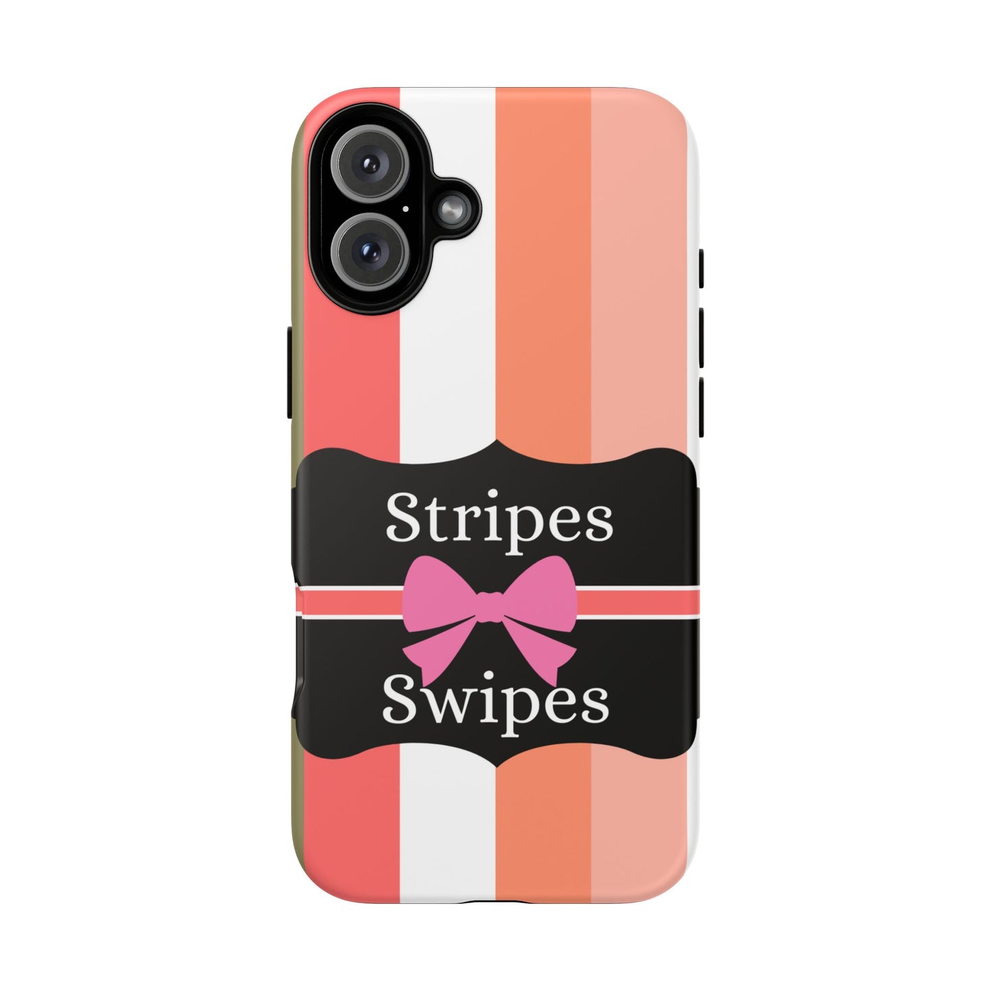 Phone Case iPhone 16/15/14 - Peachy Stripes & Swipes Tough Case