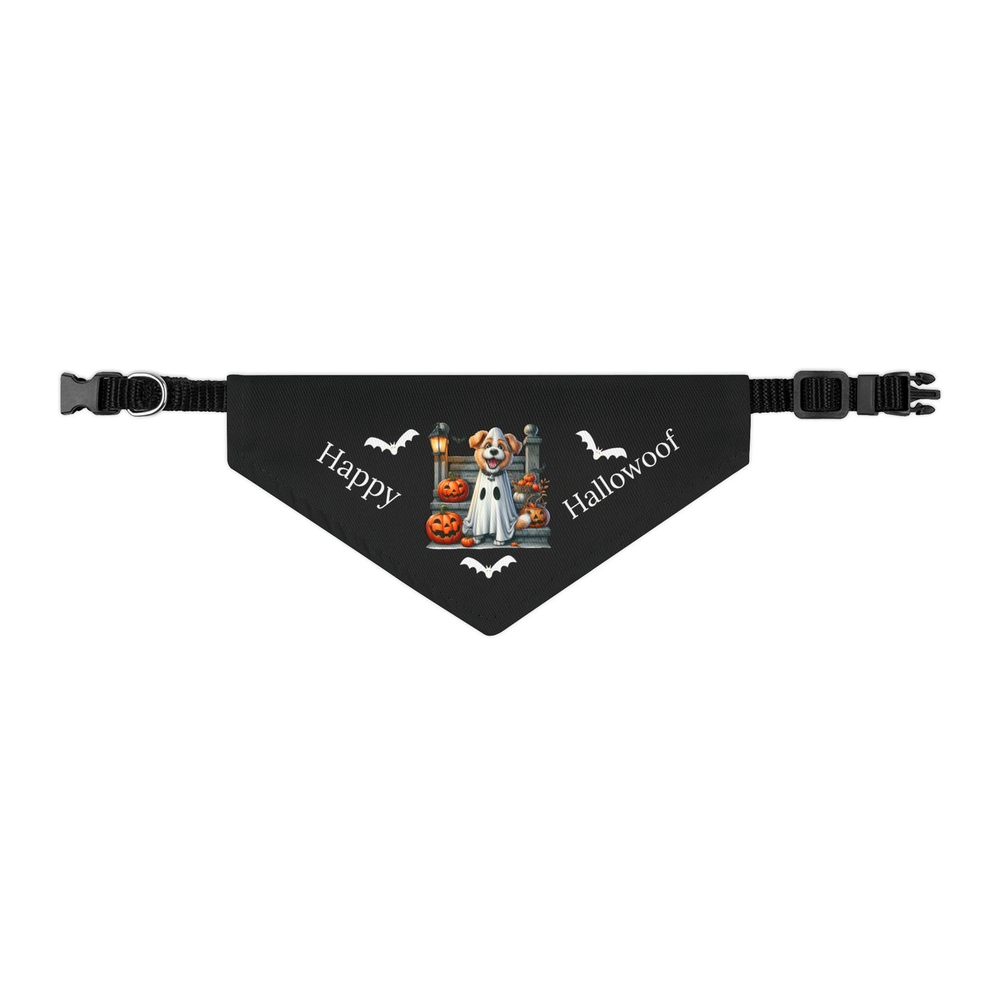 Happy "Hallowoof" - SMALL Pet Bandana Collar BLACK 03