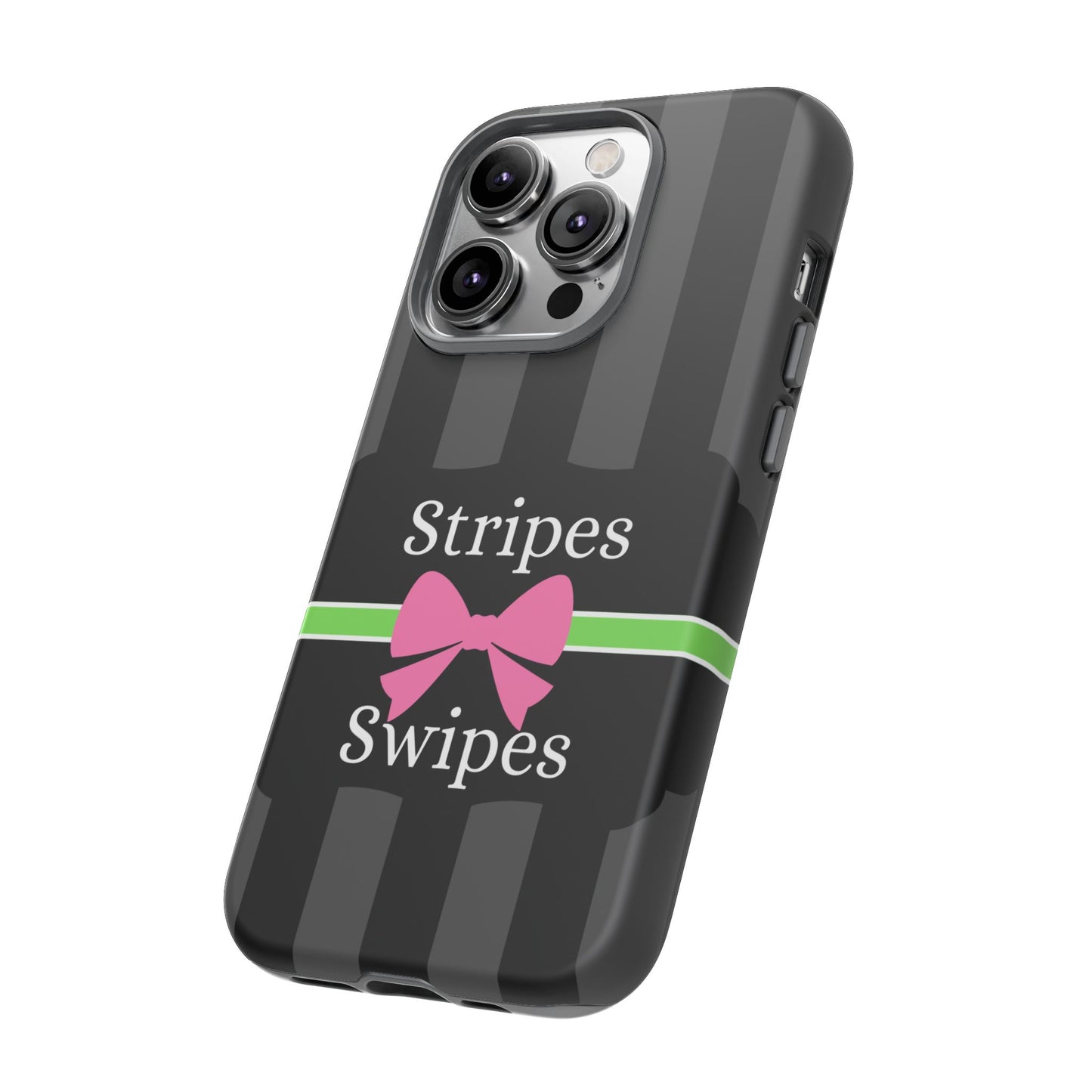 Phone Case iPhone 16/15/14 - Gray/Pink Stripes & Swipes Tough Case