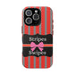 Phone Case iPhone 16/15/14 - Red/Gray Stripes & Swipes Tough Case