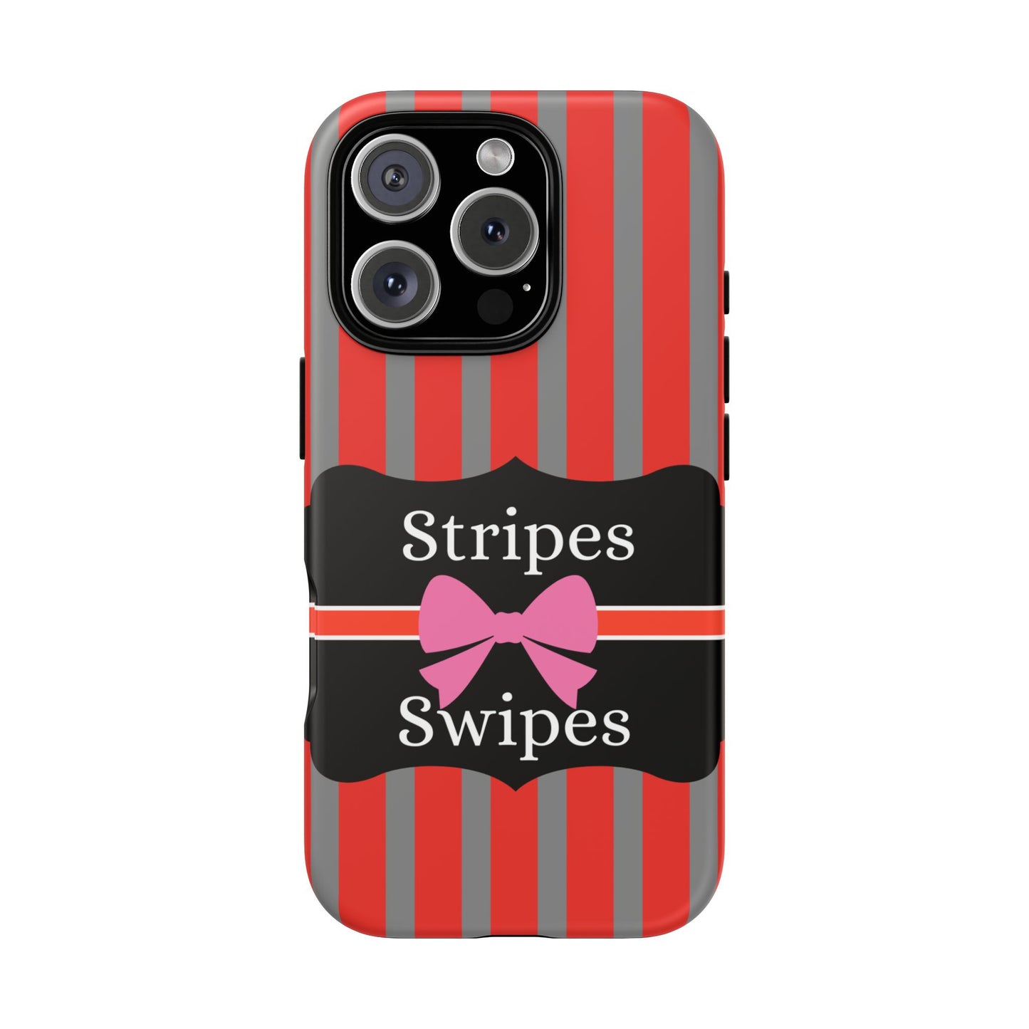 Phone Case iPhone 16/15/14 - Red/Gray Stripes & Swipes Tough Case