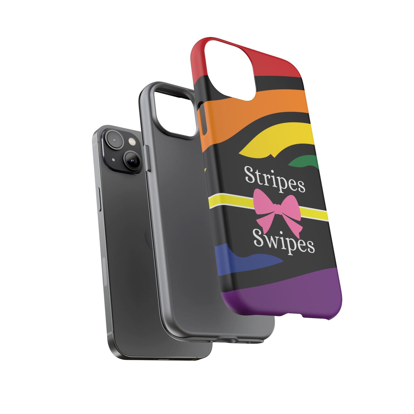 Phone Case iPhone 16/15/14 - Wavy Vivid Stripes & Swipes Tough Case