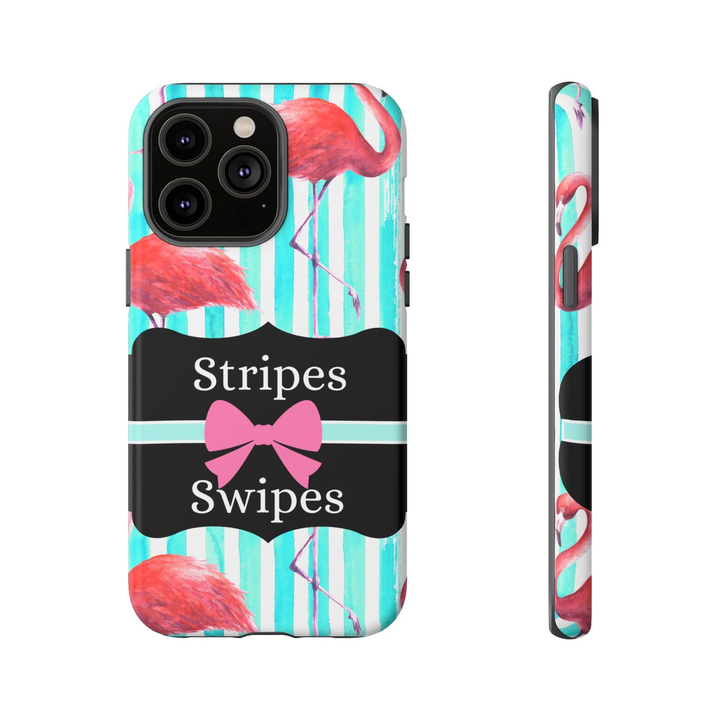 Phone Case iPhone 16/15/14 - Flamingo Stripes & Swipes Tough Case