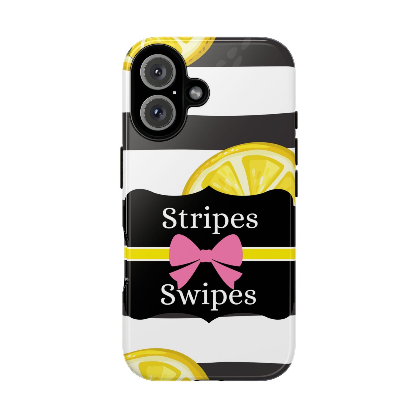 Phone Case iPhone 16/15/14 - Lemony Stripes & Swipes Tough Case