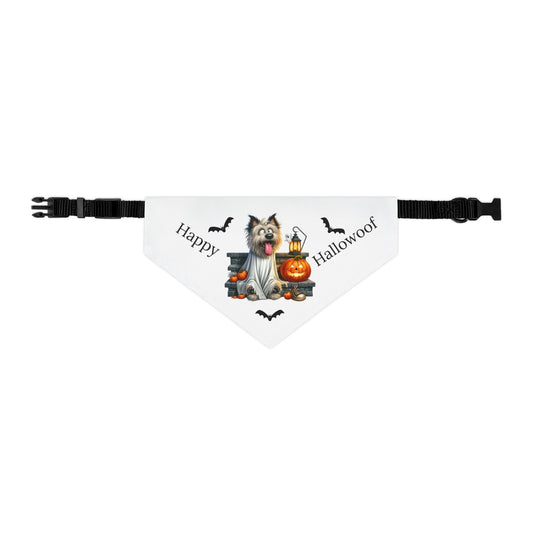 Happy "Hallowoof" - MEDIUM Pet Bandana Collar WHITE 02