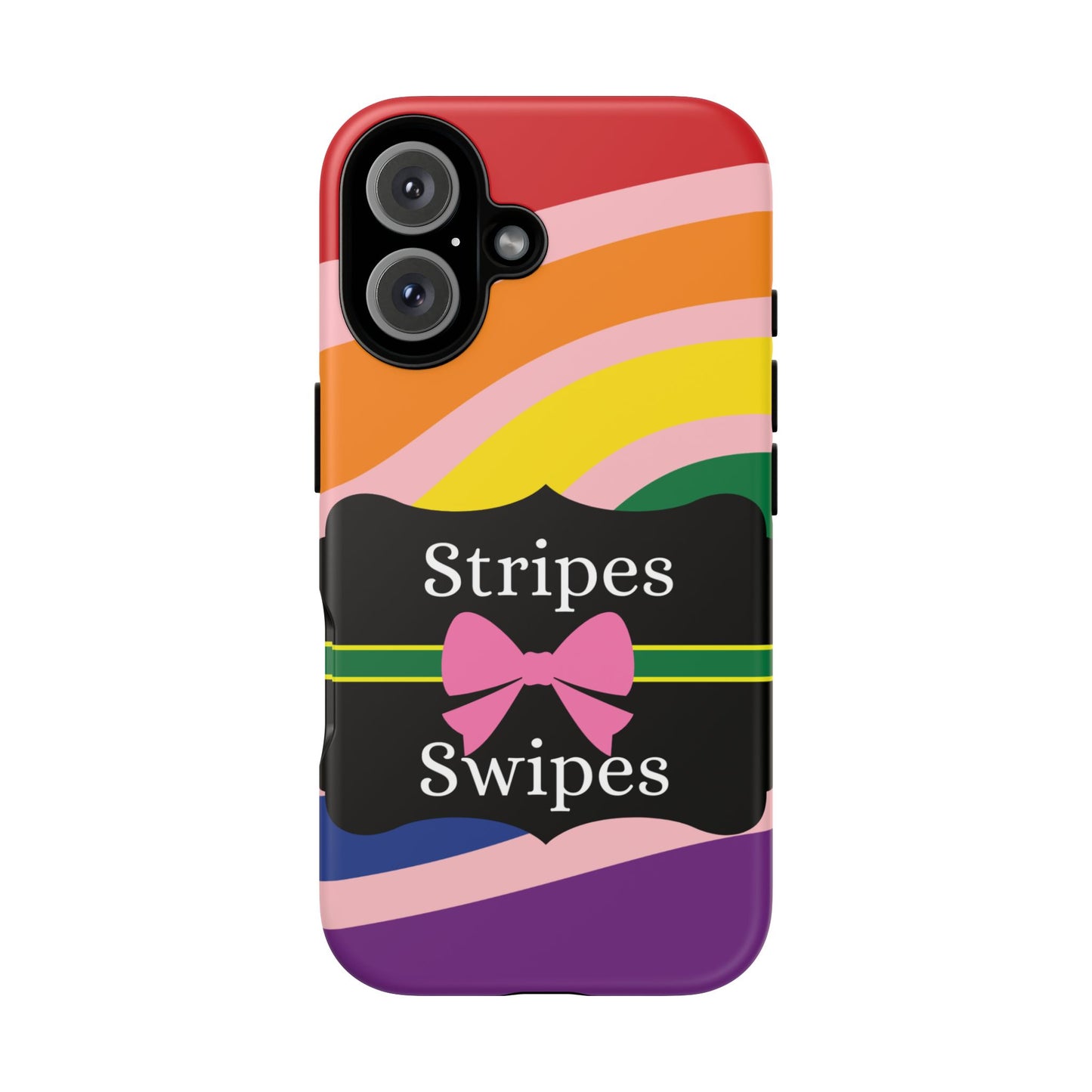 Phone Case iPhone 16/15/14 - Wavy Vivid/Pink Stripes & Swipes Tough Case