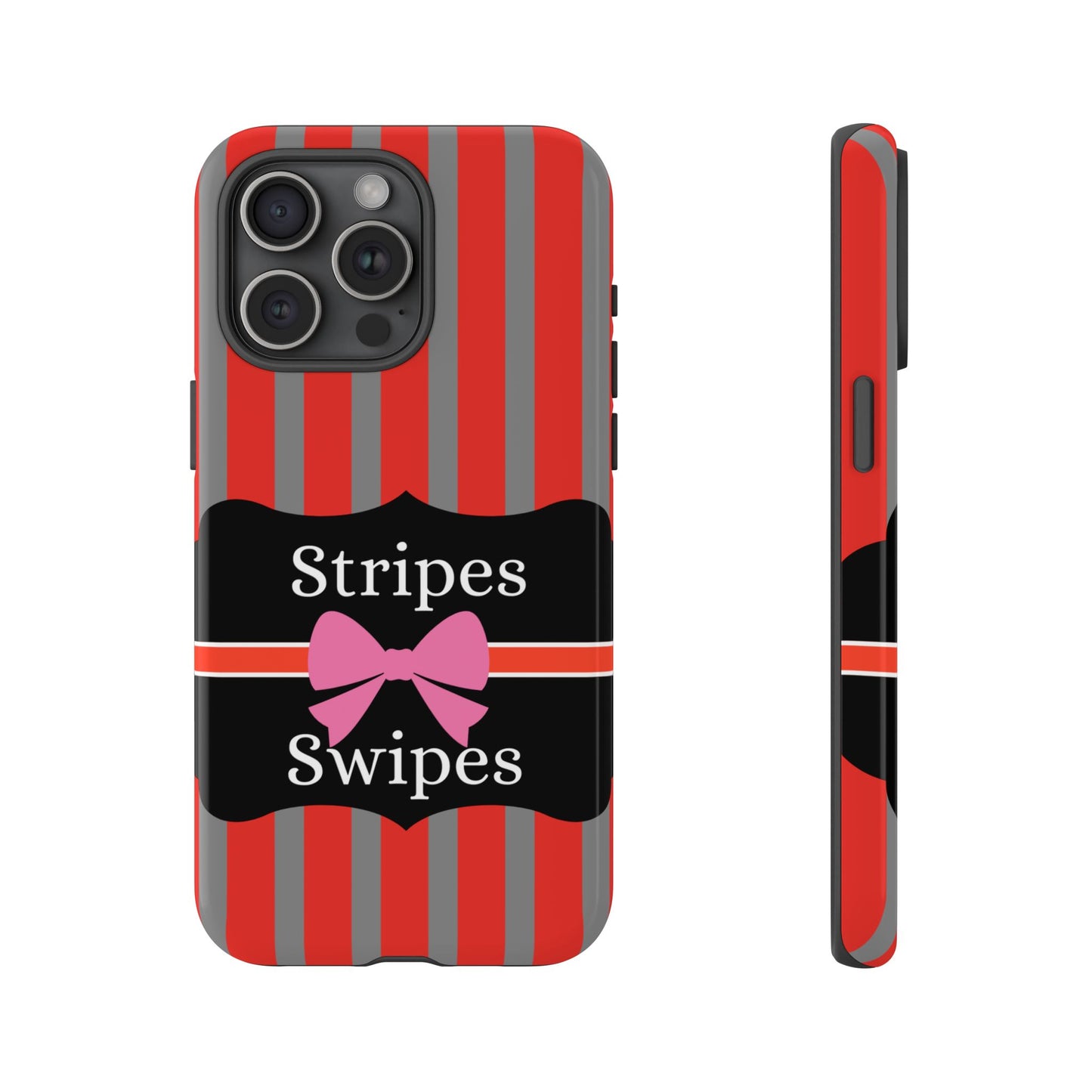 Phone Case iPhone 16/15/14 - Red/Gray Stripes & Swipes Tough Case