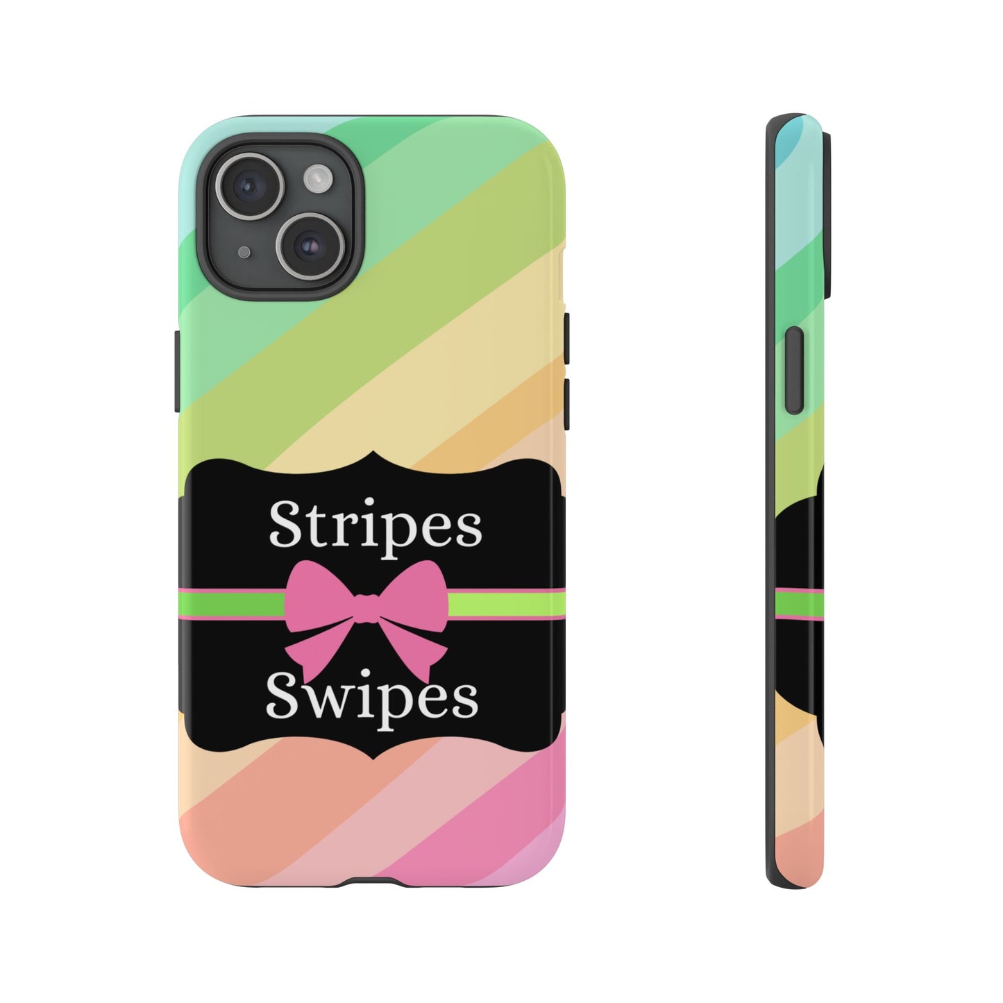 Phone Case iPhone 16/15/14 - Diagonal Pastel Stripes & Swipes Tough Case