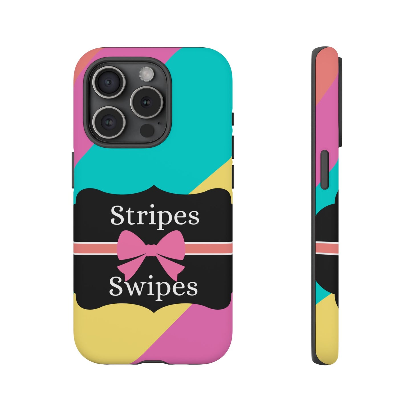 Phone Case iPhone 16/15/14 - Cotton Candy Stripes & Swipes Tough Case