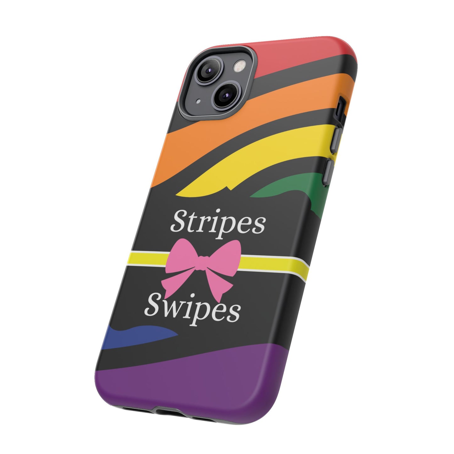 Phone Case iPhone 16/15/14 - Wavy Vivid Stripes & Swipes Tough Case