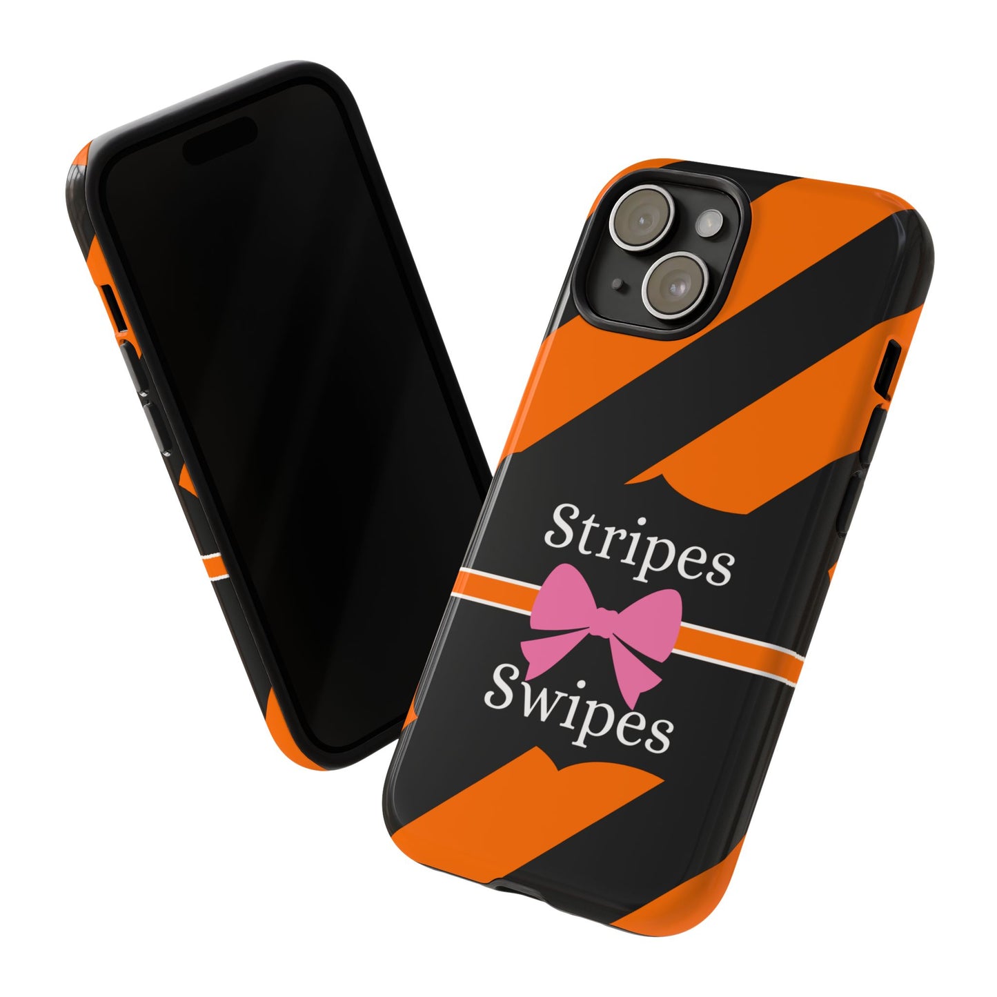 Phone Case iPhone 16/15/14 - Orange/Black Stripes & Swipes Tough Case