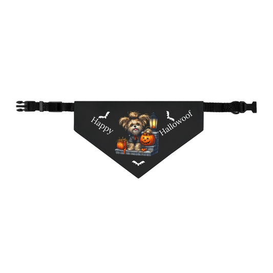 Happy "Hallowoof" - MEDIUM Pet Bandana Collar BLACK 09