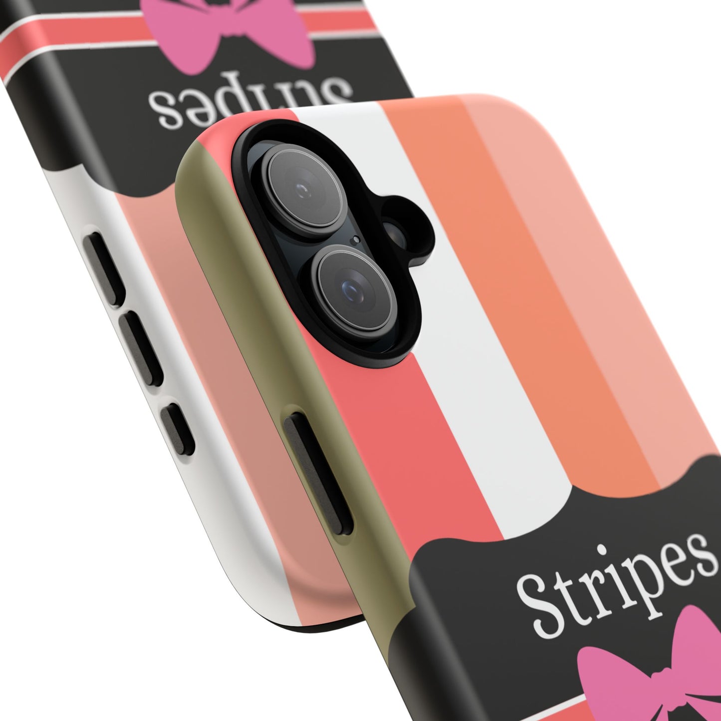 Phone Case iPhone 16/15/14 - Peachy Stripes & Swipes Tough Case