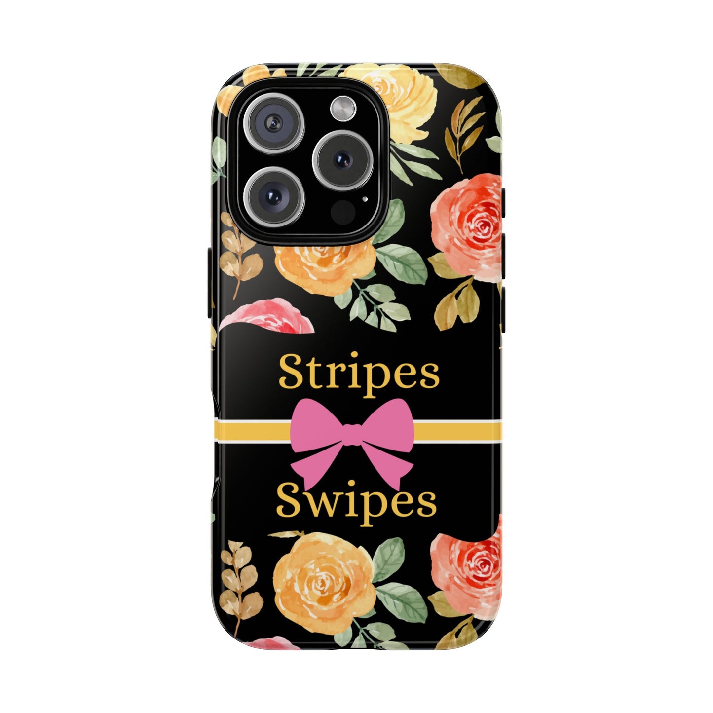 Phone Case iPhone 16/15/14 - Flowers Stripes & Swipes Tough Case