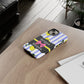 Phone Case iPhone 16/15/14 - Blue/White Yellow Stripes & Swipes Tough Case