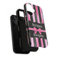 Phone Case iPhone 16/15/14 - Black/Pink Stripes & Swipes Tough Case