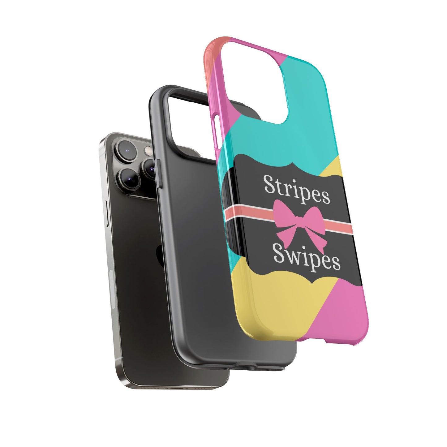 Phone Case iPhone 16/15/14 - Cotton Candy Stripes & Swipes Tough Case