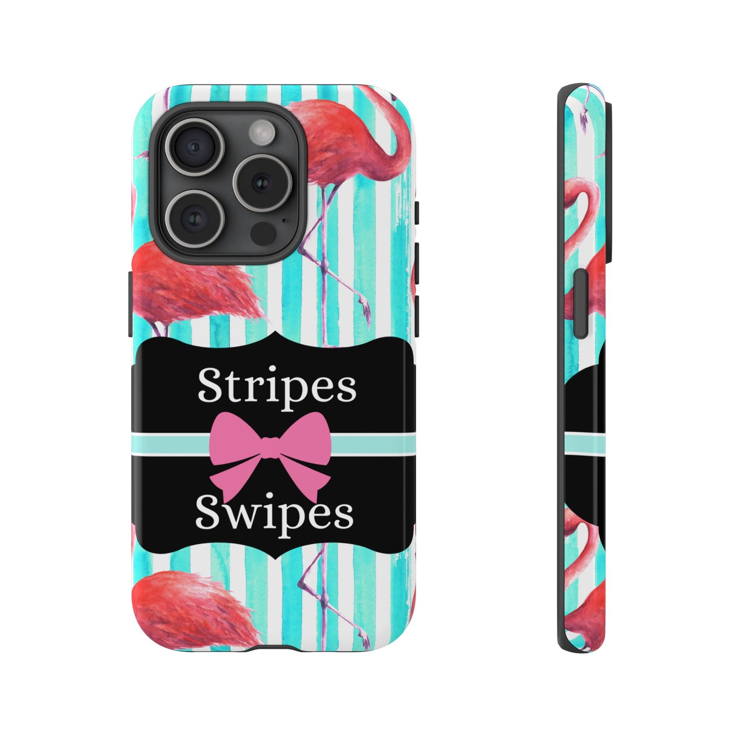 Phone Case iPhone 16/15/14 - Flamingo Stripes & Swipes Tough Case