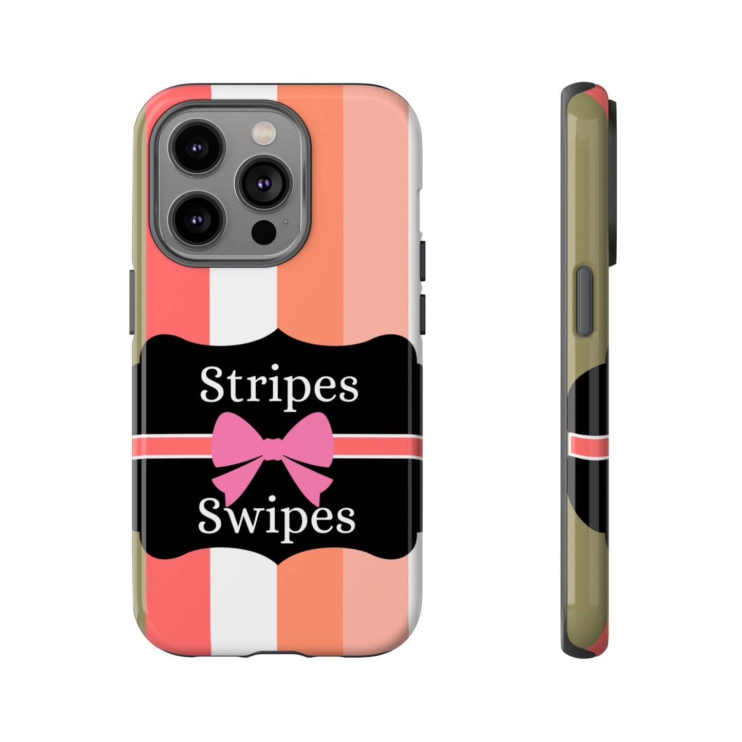 Phone Case iPhone 16/15/14 - Peachy Stripes & Swipes Tough Case