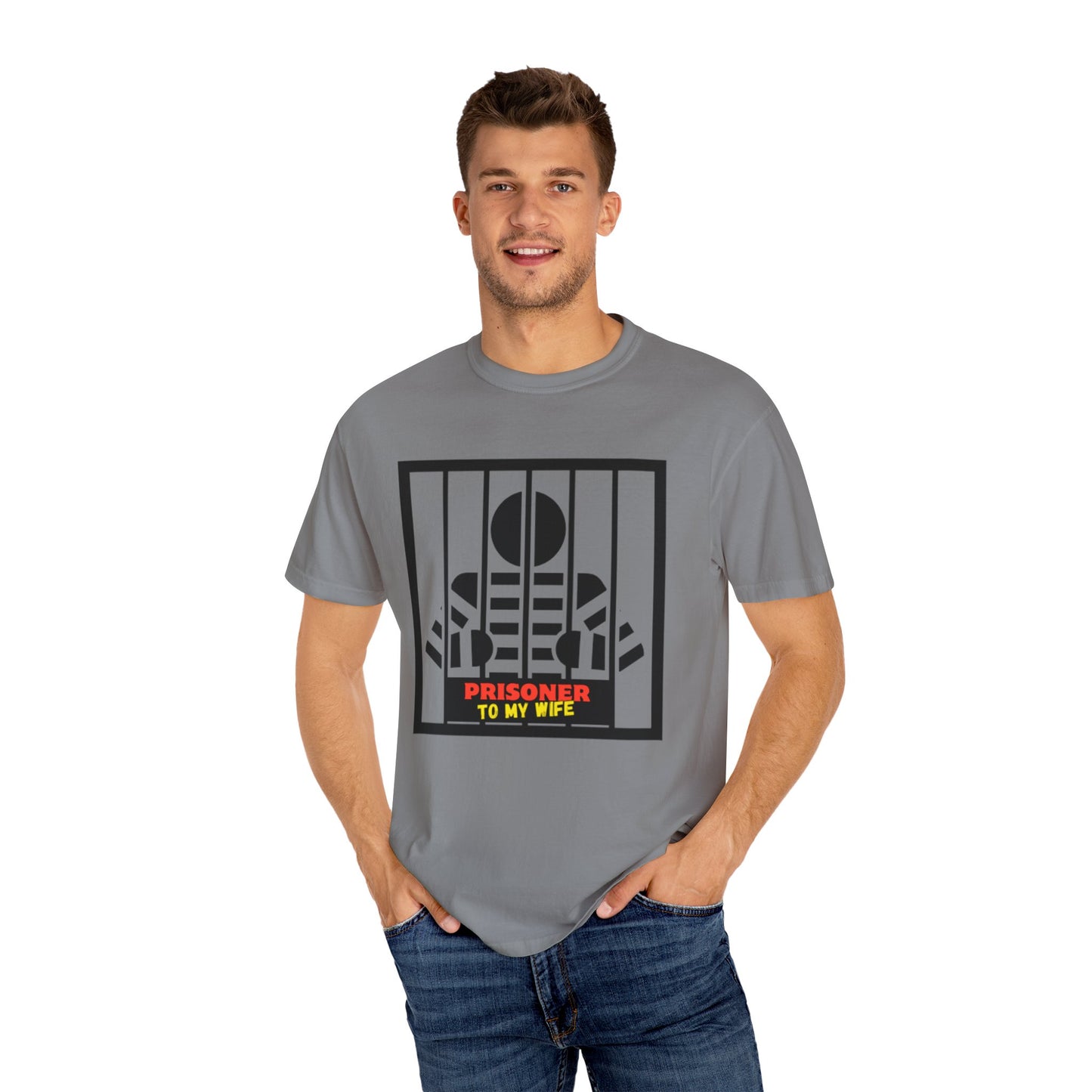 T-Shirt with 'Prisoner to My Wife' Design