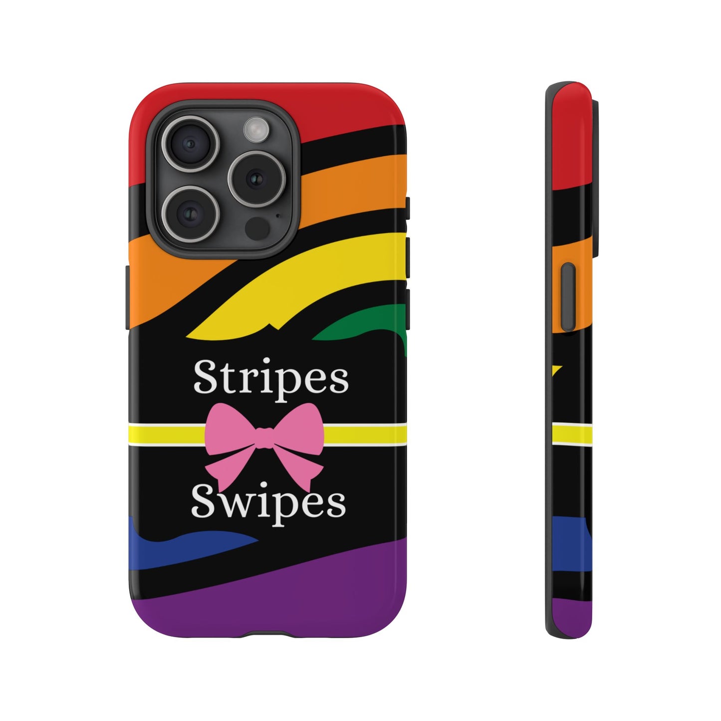 Phone Case iPhone 16/15/14 - Wavy Vivid Stripes & Swipes Tough Case