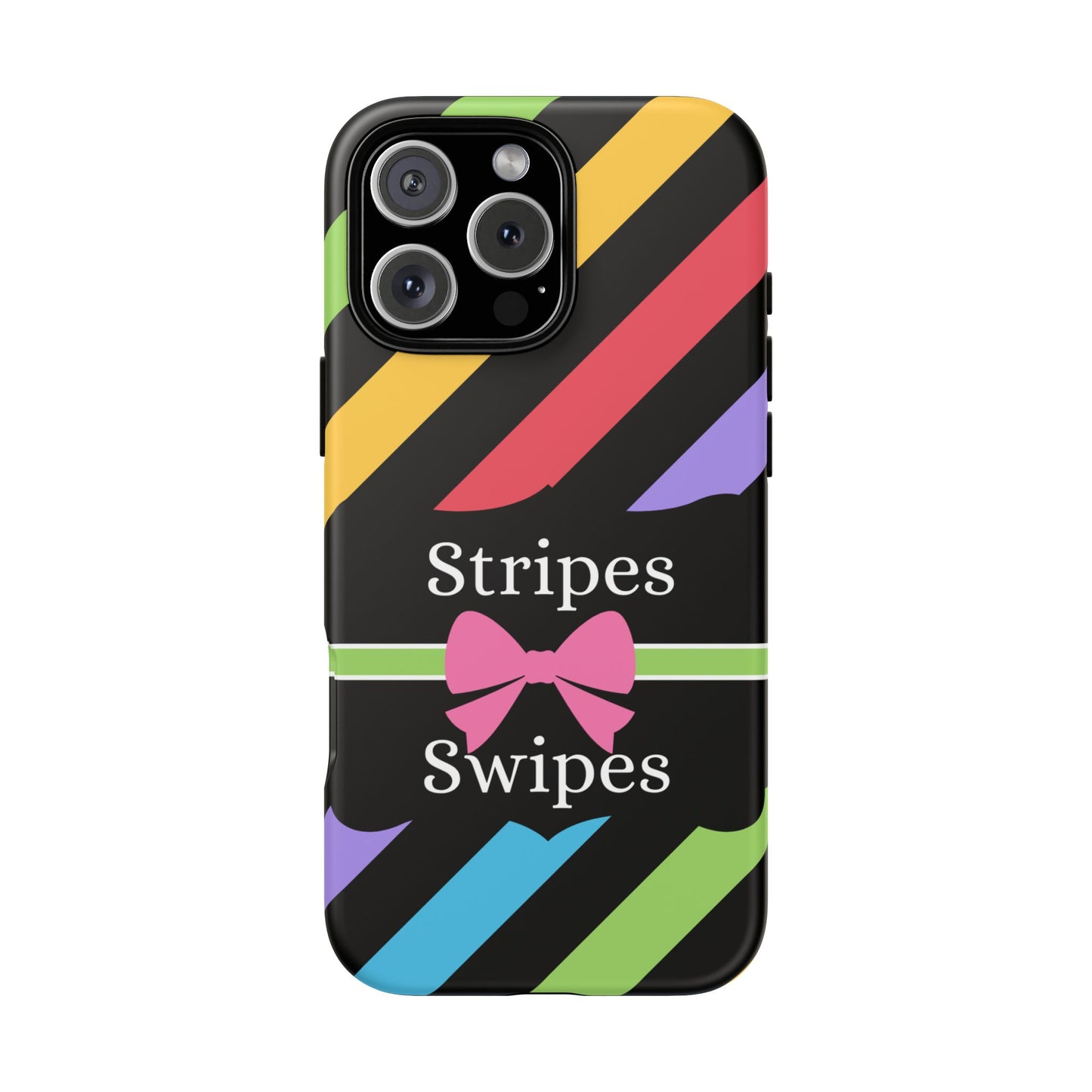 Phone Case iPhone 16/15/14 - Diagonal Vivid Black Stripes & Swipes Tough Case