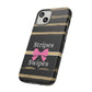 Phone Case iPhone 16/15/14 - Black/Beige Stripes & Swipes Tough Case