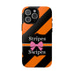 Phone Case iPhone 16/15/14 - Orange/Black Stripes & Swipes Tough Case