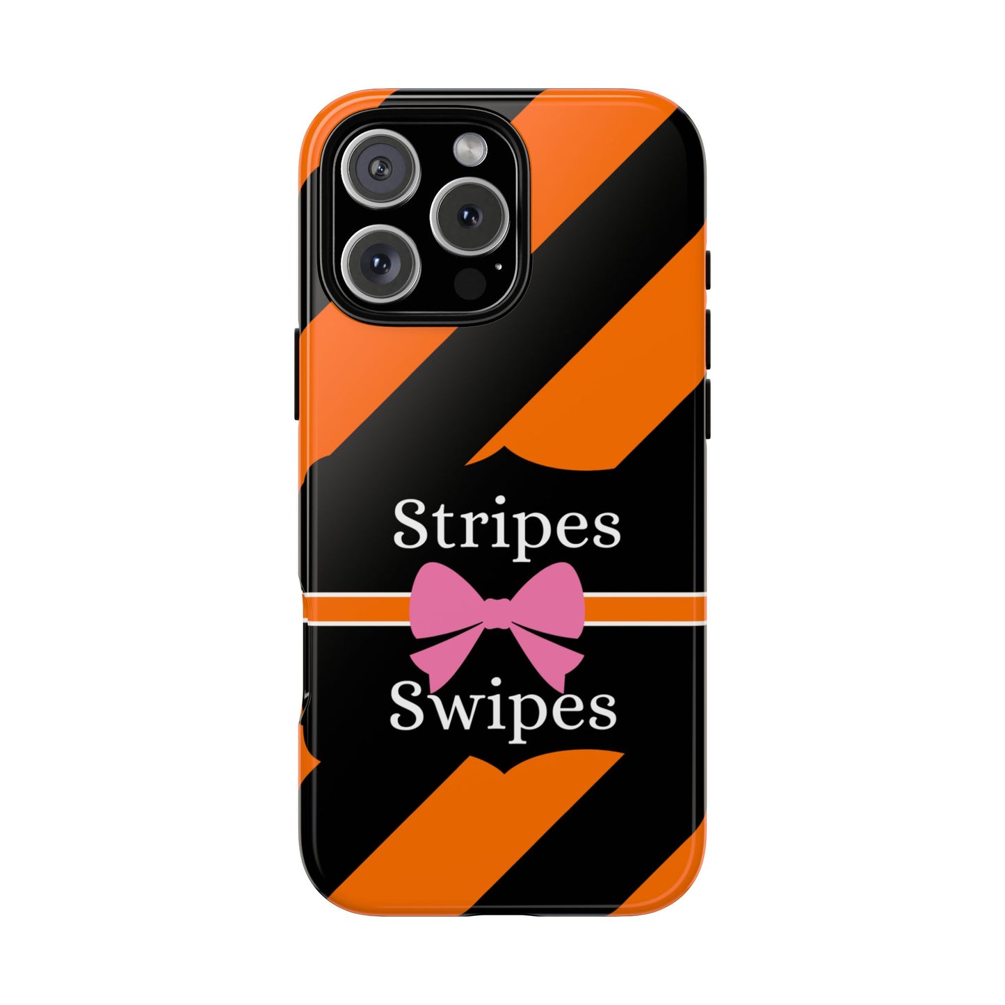 Phone Case iPhone 16/15/14 - Orange/Black Stripes & Swipes Tough Case