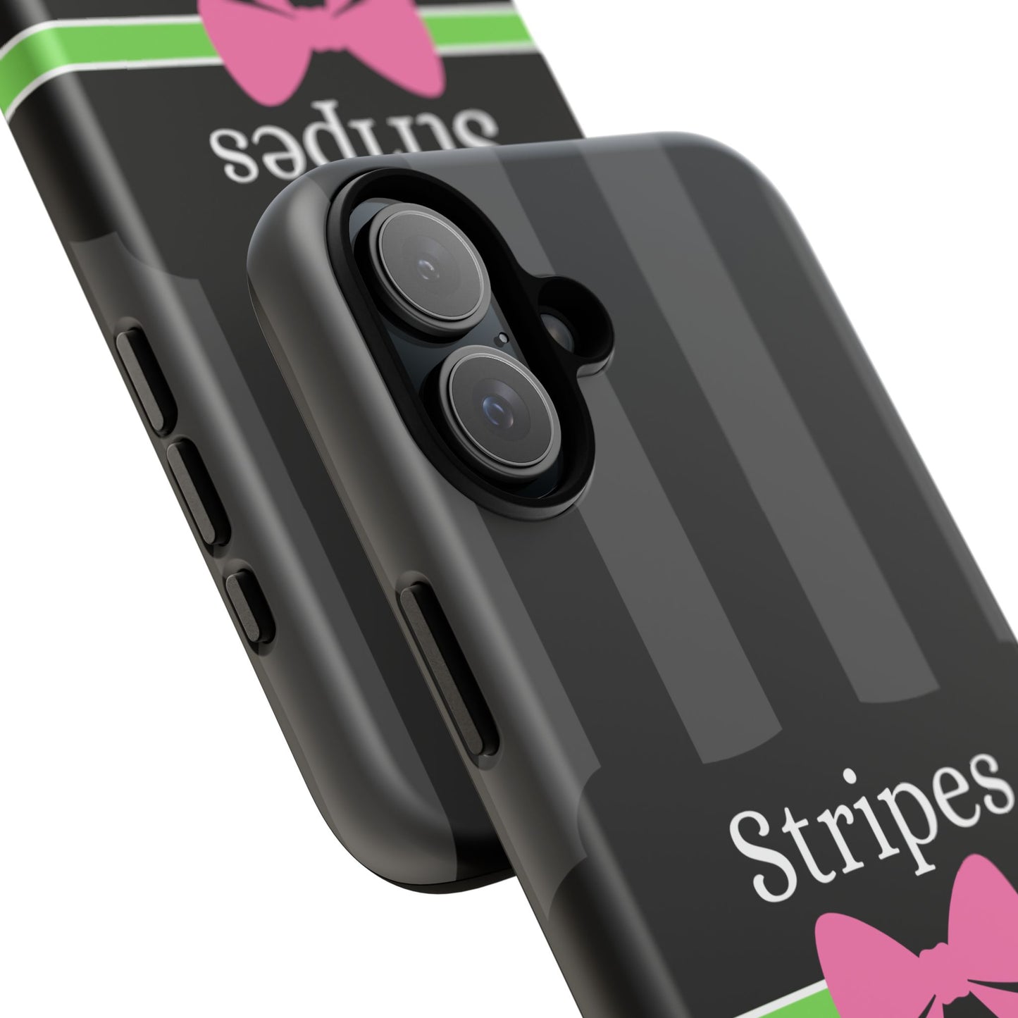 Phone Case iPhone 16/15/14 - Black/Gray/Pink Stripes & Swipes Tough Case