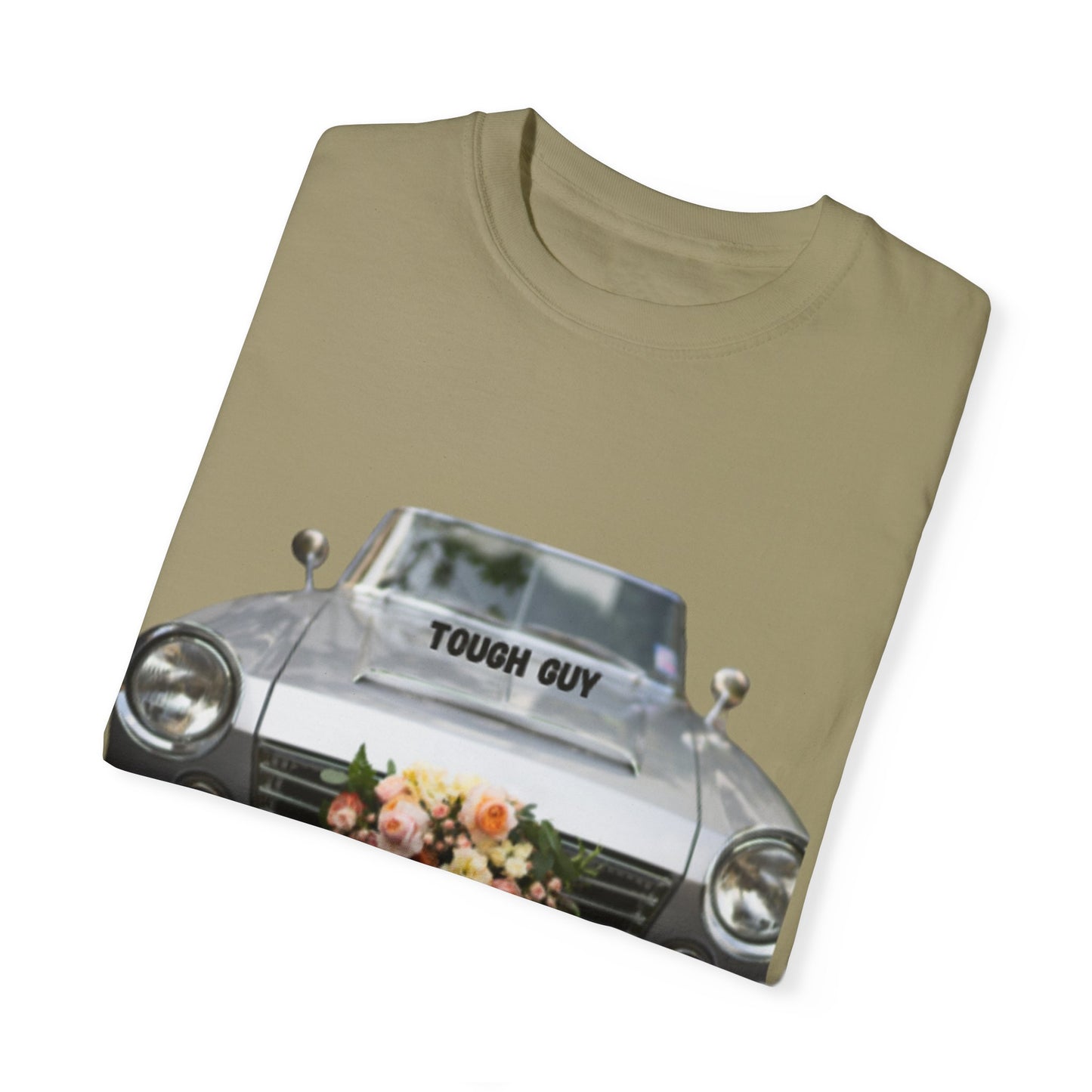 Men's T-Shirt Tough Guy Car with My Wife Loves Me Flowers Design