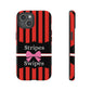 Phone Case iPhone 16/15/14 - Red/Black/White Stripes & Swipes Tough Case