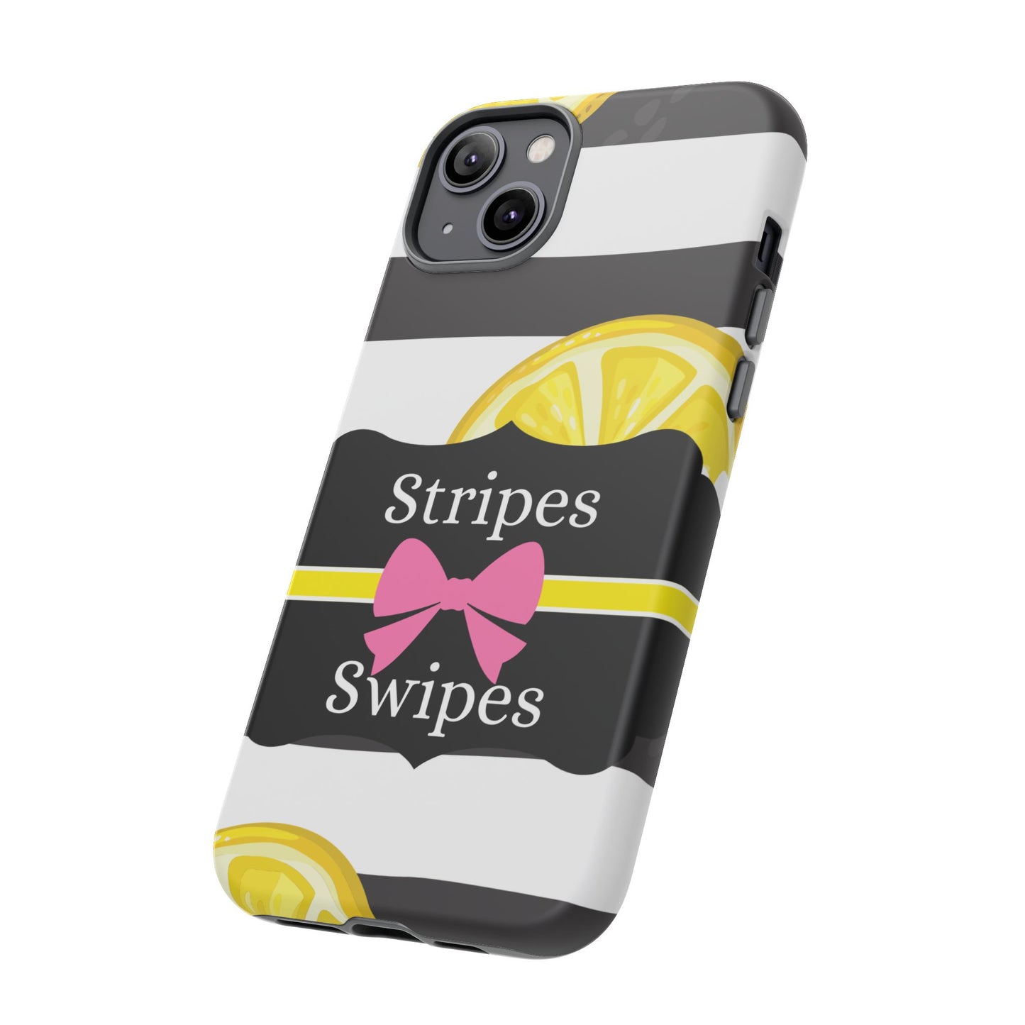 Phone Case iPhone 16/15/14 - Lemony Stripes & Swipes Tough Case