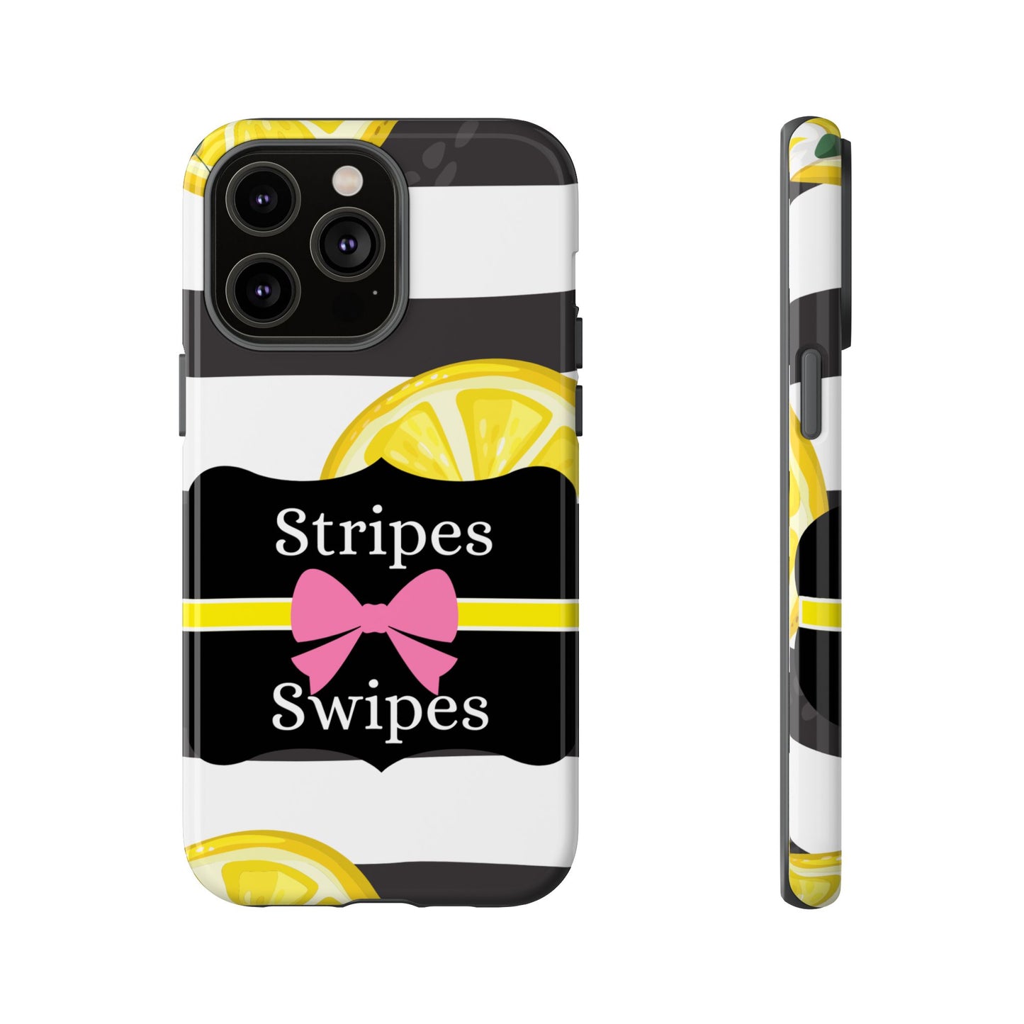 Phone Case iPhone 16/15/14 - Lemony Stripes & Swipes Tough Case