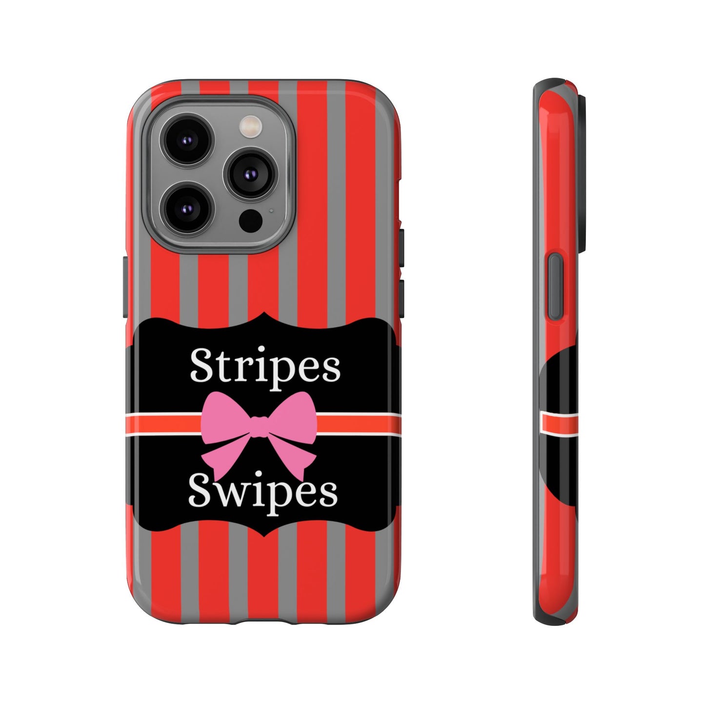 Phone Case iPhone 16/15/14 - Red/Gray Stripes & Swipes Tough Case