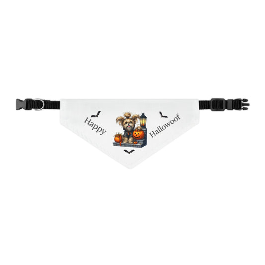 Happy "Hallowoof" - SMALL Pet Bandana Collar WHITE 09