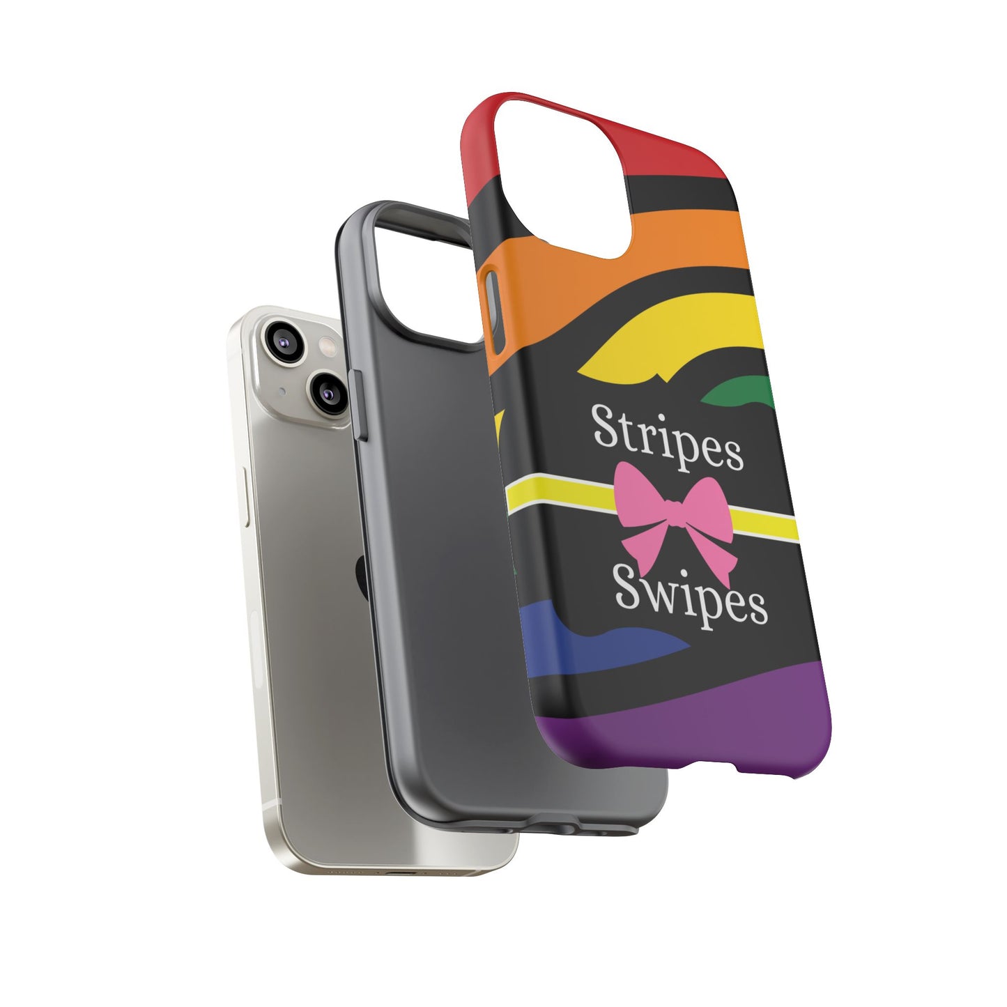 Phone Case iPhone 16/15/14 - Wavy Vivid Stripes & Swipes Tough Case