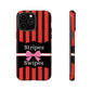 Phone Case iPhone 16/15/14 - Red/Black/White Stripes & Swipes Tough Case
