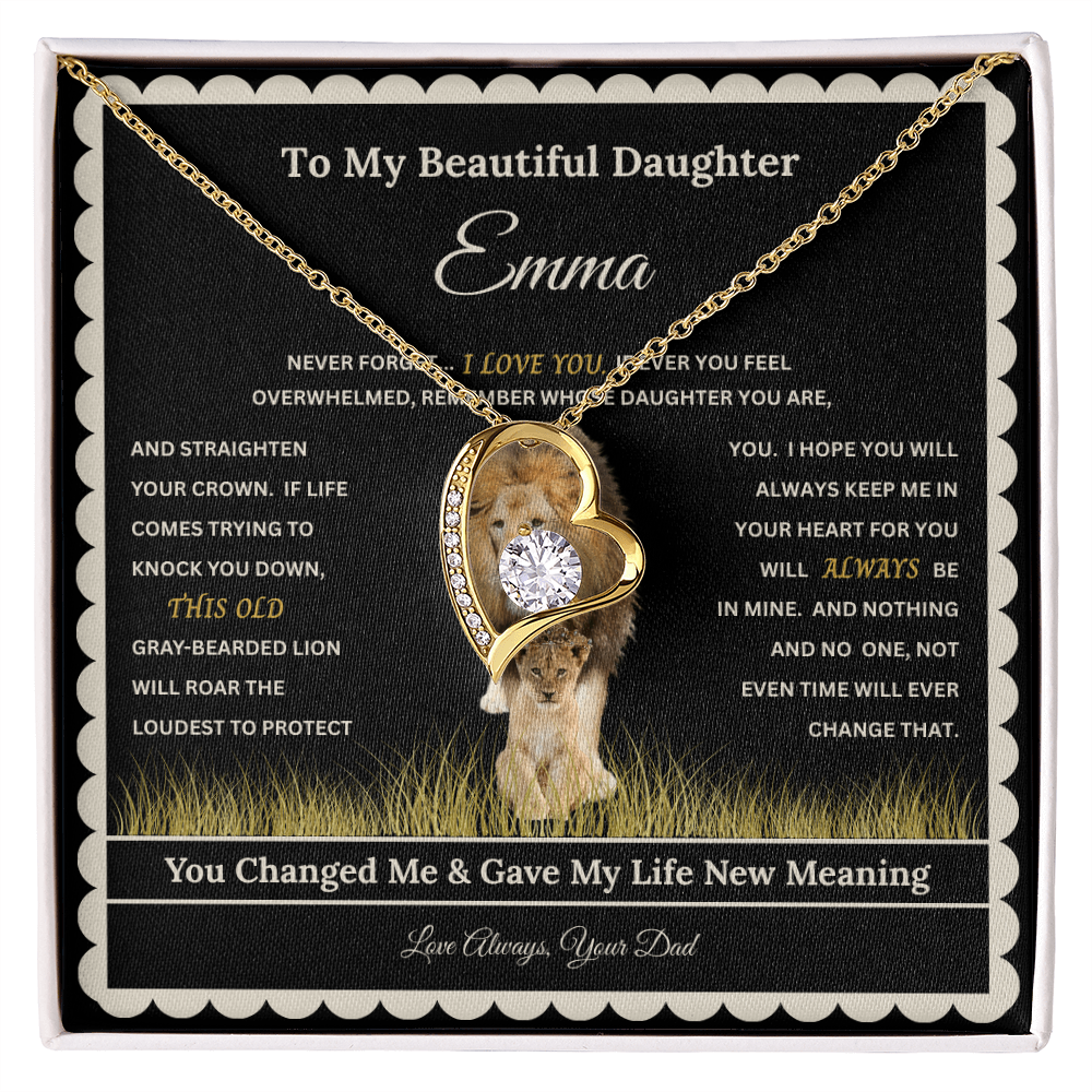 Personalized Daughter Heart Necklace with Message Card – Custom Name Gift for Daughter, Granddaughter, Bonus Daughter or Goddaughter