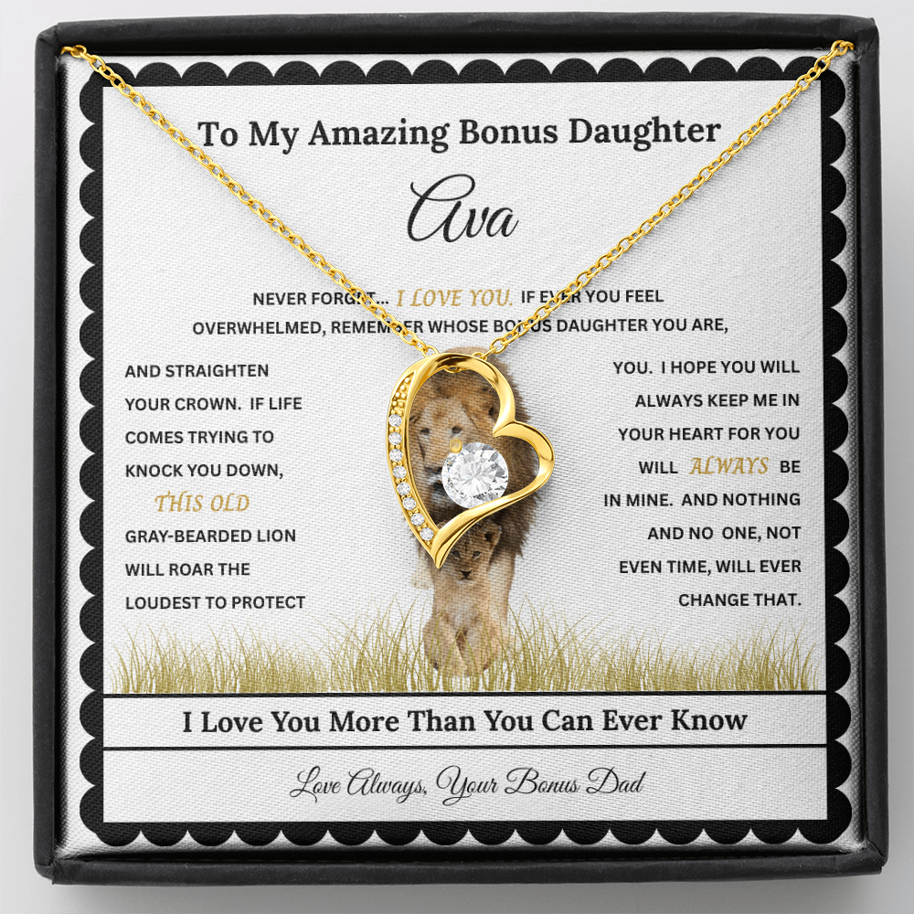 Daughter Heart Necklace Gift with Personalized Message Card – Custom Name Gift for Daughter, Granddaughter, Bonus Daughter, Goddaughter or Daughter-In-Law