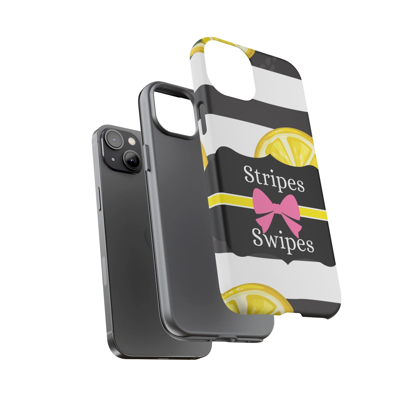 Phone Case iPhone 16/15/14 - Lemony Stripes & Swipes Tough Case