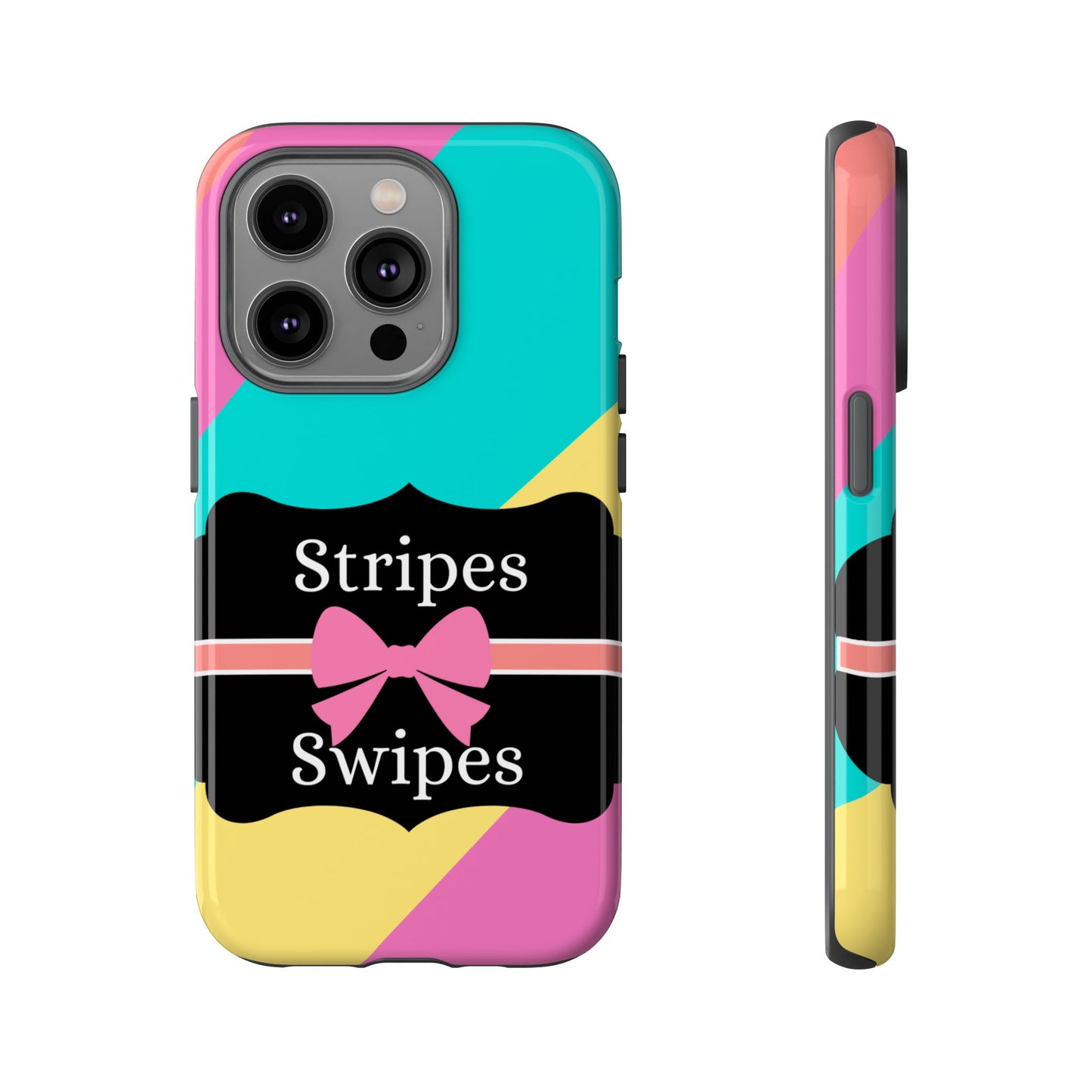 Phone Case iPhone 16/15/14 - Cotton Candy Stripes & Swipes Tough Case